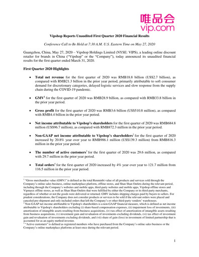 Thumbnail Vipshop
 Quarterly Report 2020-q1