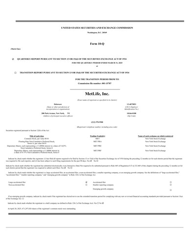 Thumbnail MetLife Quarterly Report 2025-q1