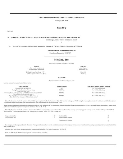 Thumbnail MetLife Quarterly Report 2025-q2