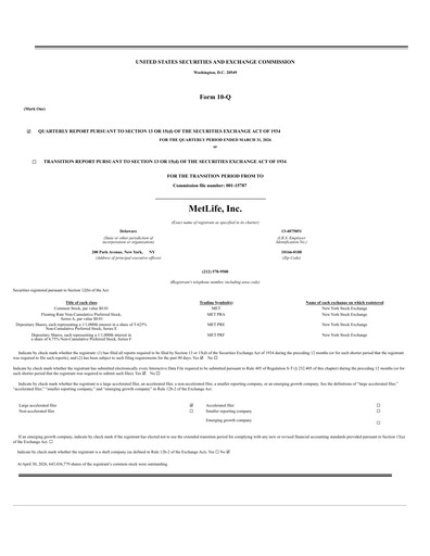 Thumbnail MetLife Quarterly Report 2026-q1