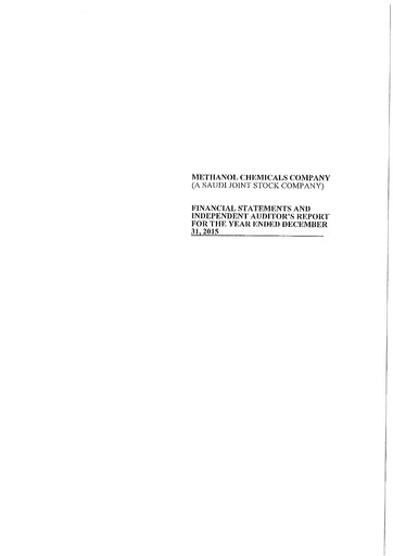 Thumbnail Methanol Chemicals Company Financial Statement 2015