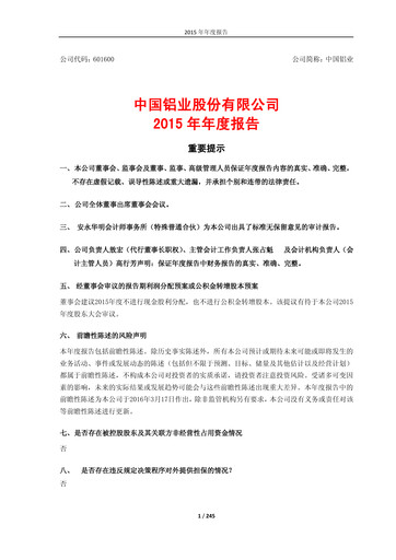 Thumbnail Aluminum Corporation of China Annual Report 2015