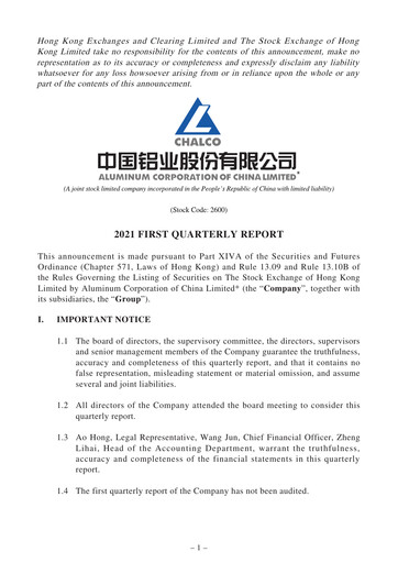 Thumbnail Aluminum Corporation of China Quarterly Report 2021-q1