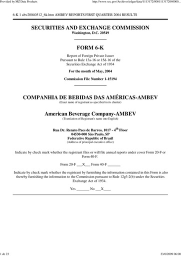 Thumbnail Ambev Quarterly Report 2004-q1
