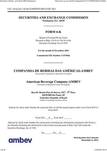 Thumbnail Ambev Quarterly Report 2011-q3
