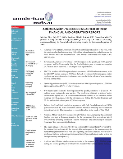 Thumbnail America Movil Quarterly Report 2002-q2