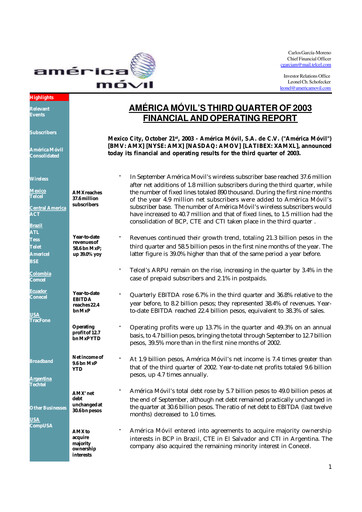 Thumbnail America Movil Quarterly Report 2003-q3