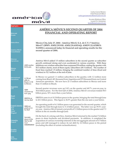 Thumbnail America Movil Quarterly Report 2004-q2