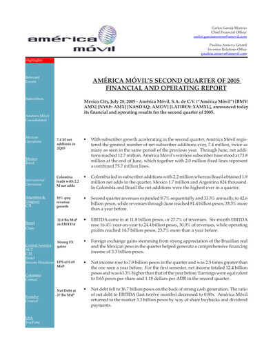 Thumbnail America Movil Quarterly Report 2005-q2