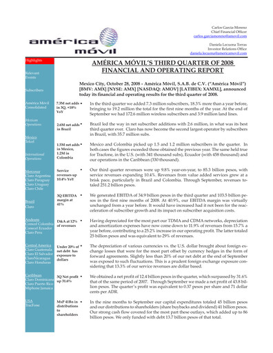 Thumbnail America Movil Quarterly Report 2008-q3