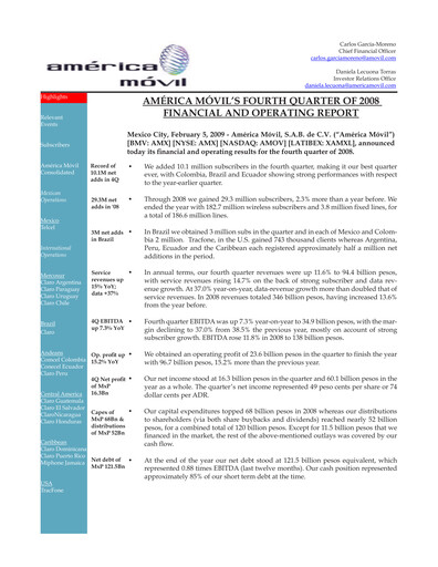 Thumbnail America Movil Quarterly Report 2008-q4