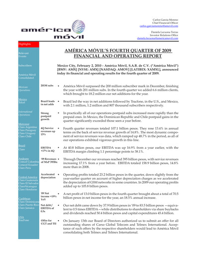 Thumbnail America Movil Quarterly Report 2009-q4