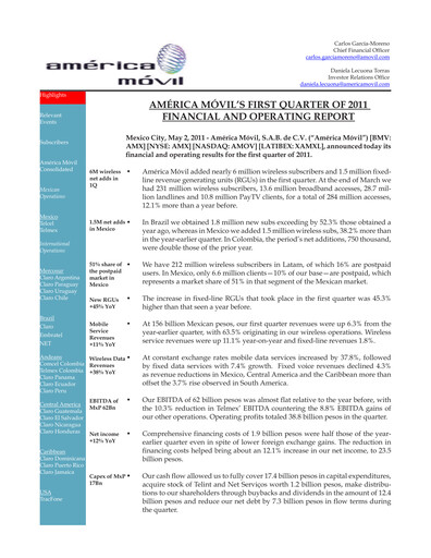 Thumbnail America Movil Quarterly Report 2011-q1