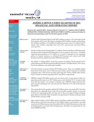 Thumbnail America Movil Quarterly Report 2013-q1