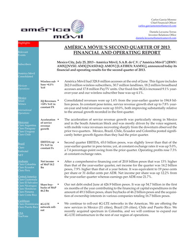 Thumbnail America Movil Quarterly Report 2013-q2
