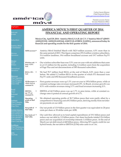 Thumbnail America Movil Quarterly Report 2014-q1