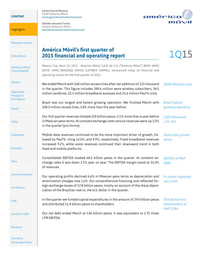 Thumbnail America Movil Quarterly Report 2015-q1