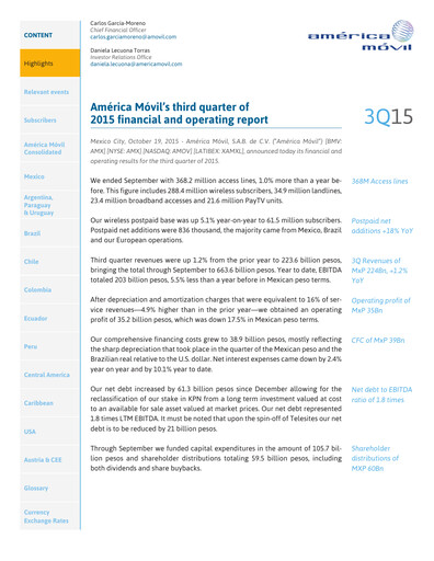 Thumbnail America Movil Quarterly Report 2015-q3