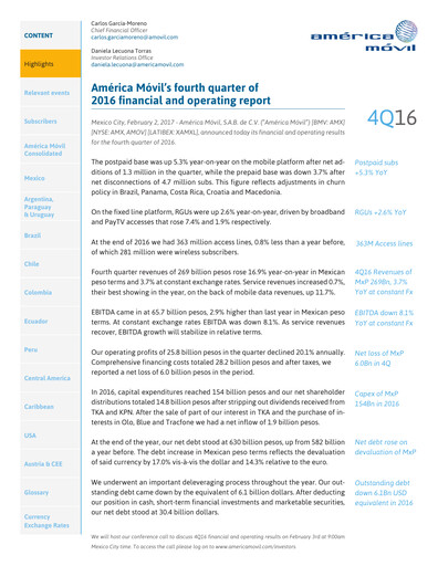 Thumbnail America Movil Quarterly Report 2016-q4