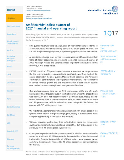 Thumbnail America Movil Quarterly Report 2017-q1