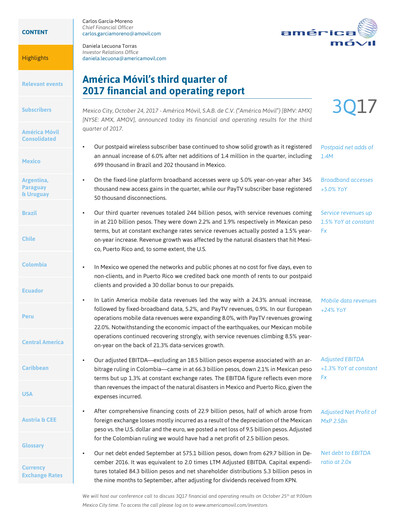 Thumbnail America Movil Quarterly Report 2017-q3