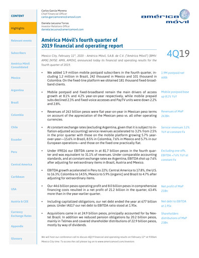 Thumbnail America Movil Quarterly Report 2019-q4