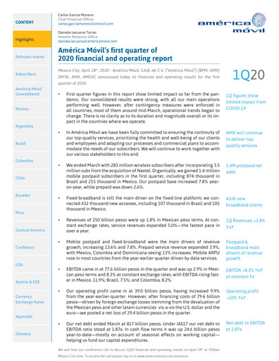 Thumbnail America Movil Quarterly Report 2020-q1