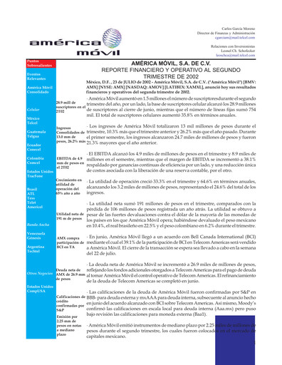 Thumbnail America Movil Quarterly Report 2002-q2
