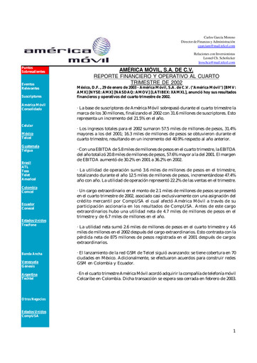 Thumbnail America Movil Quarterly Report 2002-q4