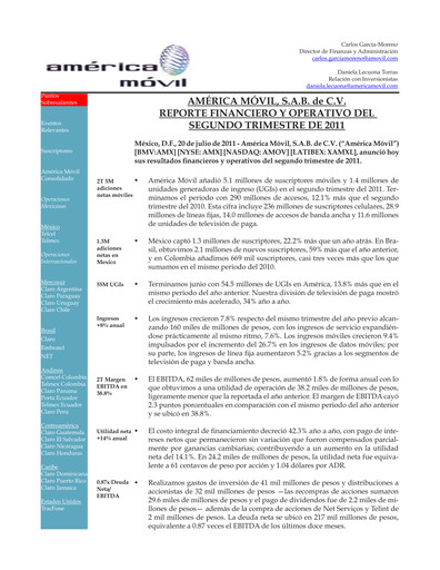 Thumbnail America Movil Quarterly Report 2011-q2