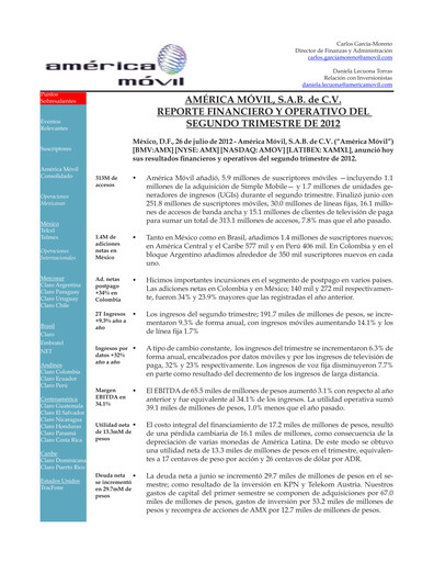 Thumbnail America Movil Quarterly Report 2012-q2