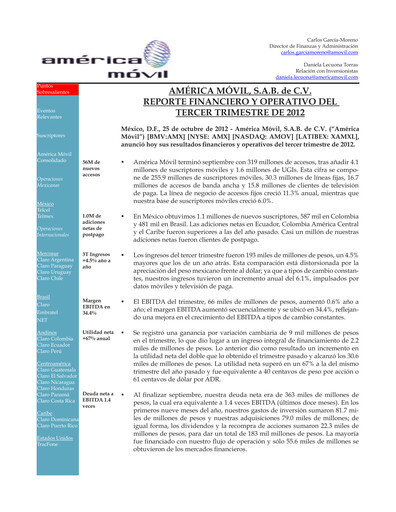 Thumbnail America Movil Quarterly Report 2012-q3