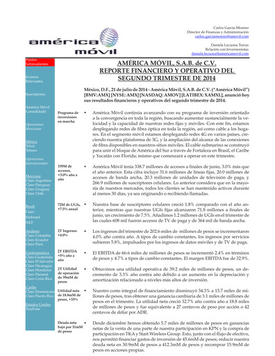 Thumbnail America Movil Quarterly Report 2014-q2
