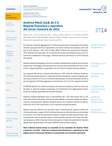Thumbnail America Movil Quarterly Report 2014-q3