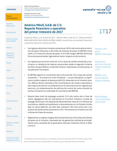 Thumbnail America Movil Quarterly Report 2017-q1
