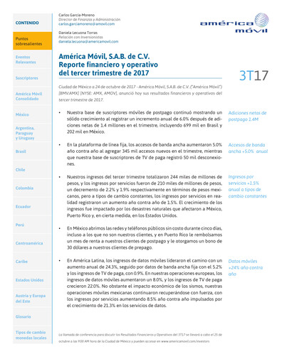 Thumbnail America Movil Quarterly Report 2017-q3