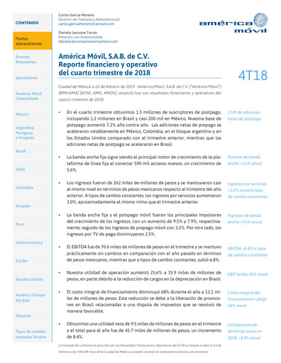 Thumbnail America Movil Quarterly Report 2018-q4