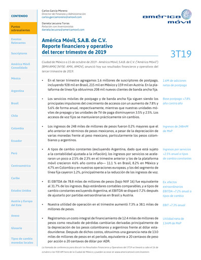 Thumbnail America Movil Quarterly Report 2019-q3