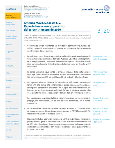 Thumbnail America Movil Quarterly Report 2020-q3