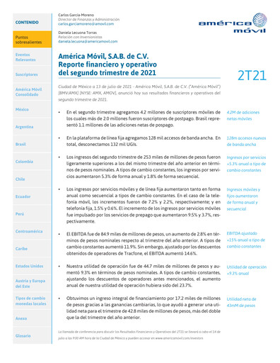 Thumbnail America Movil Quarterly Report 2021-q2