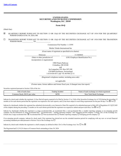 Thumbnail Mettler Toledo Quarterly Report 2024-q2
