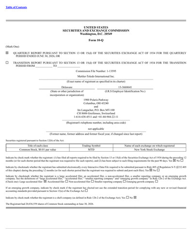 Thumbnail Mettler Toledo Quarterly Report 2026-q2