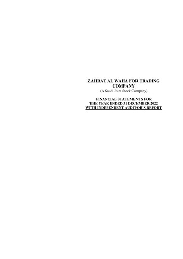 Thumbnail Zahrat Al Waha For Trading Company Financial Statement 2022