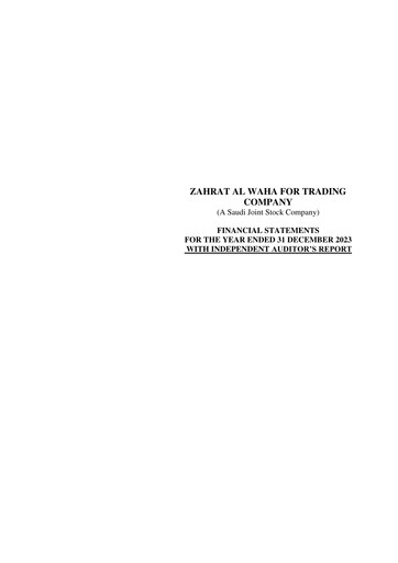 Thumbnail Zahrat Al Waha For Trading Company Financial Statement 2023