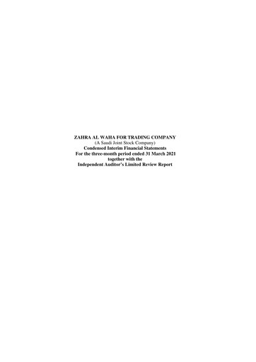 Miniature Zahrat Al Waha For Trading Company Rapport trimestriel 2021-q1