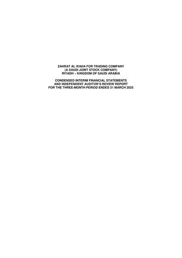 Miniature Zahrat Al Waha For Trading Company Rapport trimestriel 2025-q1