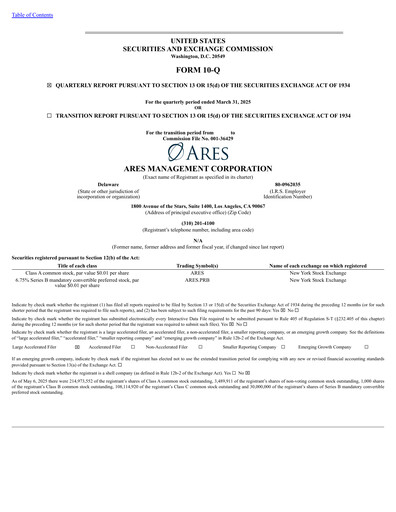 Thumbnail Ares Management
 Quarterly Report 2025-q1