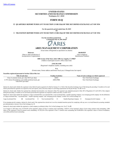 Thumbnail Ares Management
 Quarterly Report 2025-q2