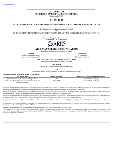 Thumbnail Ares Management
 Quarterly Report 2025-q3