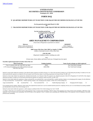 Thumbnail Ares Management
 Quarterly Report 2026-q1